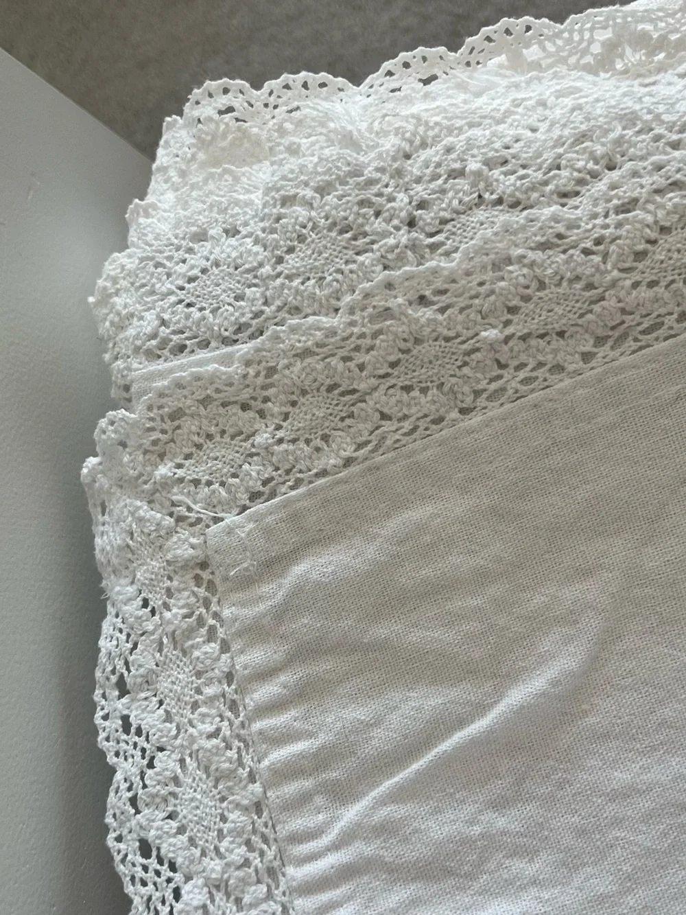 White Lace-Trim Curtain Panels